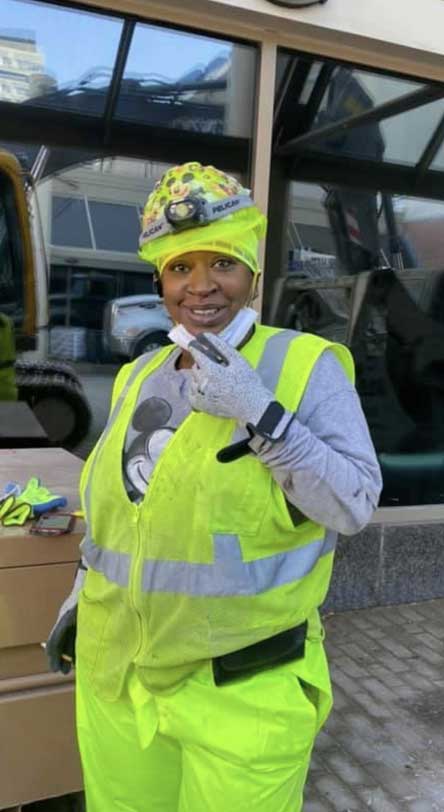 Construction worker wearing Tuff Hands™ Safety Pro Gray Gloves